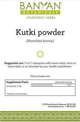 Photo of the Banyan Botanicals Kutki Powder label