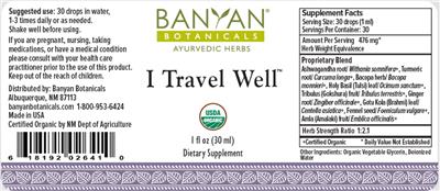 Photo of the Banyan Botanicals I Travel Well label
