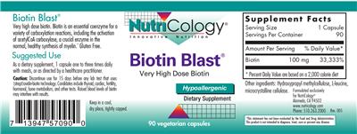 Photo of the NutriCology Biotin Blast label