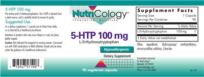 Photo of the NutriCology 5-HTP 100 mg label