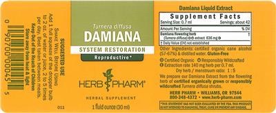 Photo of the Herb Pharm Damiana label
