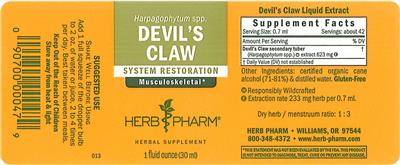 Photo of the Herb Pharm Devil's Claw label
