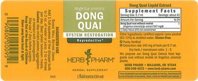 Photo of the Herb Pharm Dong Quai label