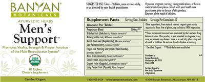 Photo of the Banyan Botanicals Men's Support label