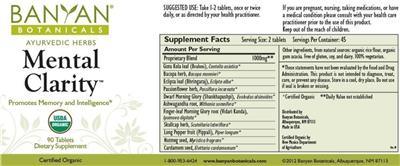 Photo of the Banyan Botanicals Mental Clarity label