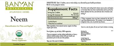 Photo of the Banyan Botanicals Neem label