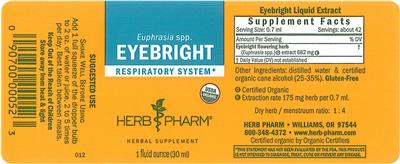 Photo of the Herb Pharm Eyebright label