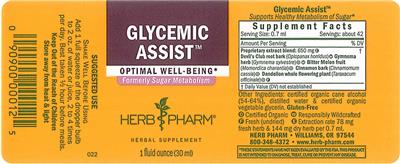 Photo of the Herb Pharm Glycemic Assist label