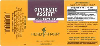 Photo of the Herb Pharm Glycemic Assist label