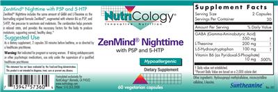 Photo of the NutriCology ZenMind Nighttime with P5P and 5-HTP label