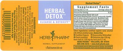 Photo of the Herb Pharm Herbal Detox label
