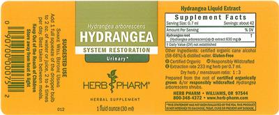 Photo of the Herb Pharm Hydrangea label