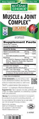 Photo of the Botanic Choice Muscle & Joint Complex label