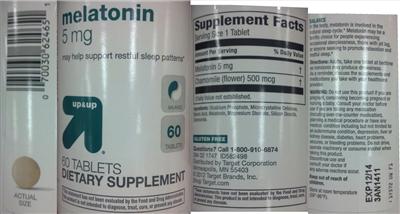 Photo of the up&up Melatonin 5 mg label