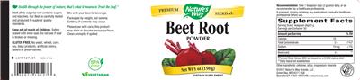 Photo of the Nature's Way Beet Root Powder label