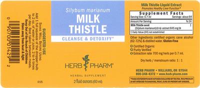 Photo of the Herb Pharm Milk Thistle label