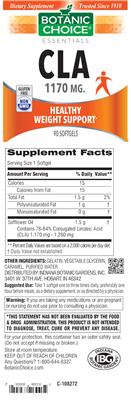 Photo of the Botanic Choice CLA 1170 mg label
