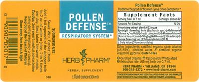 Photo of the Herb Pharm Pollen Defense label