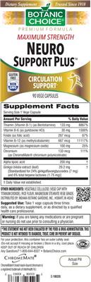 Photo of the Botanic Choice Maximum Strength Neuro Support Plus label