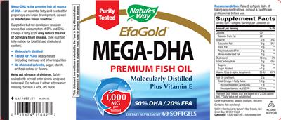Photo of the Nature's Way EfaGold Mega-DHA label