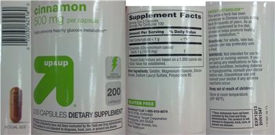 Photo of the up&up Cinnamon 500 mg label
