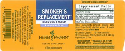Photo of the Herb Pharm Smoker's Replacement label