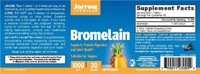 Photo of the Jarrow Formulas Bromelain 1000 GDU label