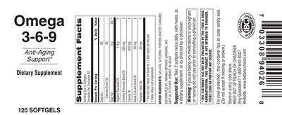 Photo of the Indiana Botanic Gardens Omega 3-6-9 label