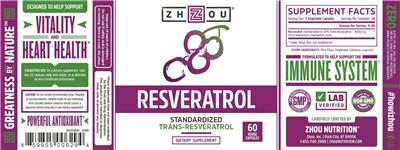 Photo of the ZHOU Resveratrol label