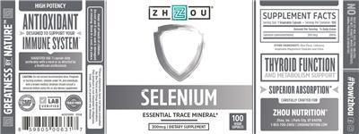 Photo of the ZHOU Selenium 200 mcg label