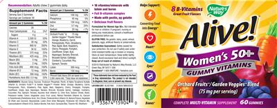 Photo of the Nature's Way Alive! Women's 50+ Gummy Vitamins label