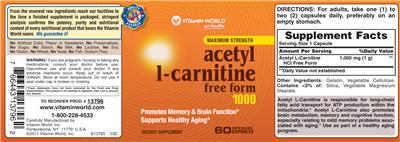 Maximum Strength Acetyl L-Carnitine 1000
