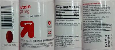 Photo of the up&up Lutein 20 mg label