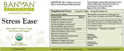 Photo of the Banyan Botanicals Stress Ease label
