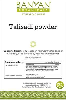 Photo of the Banyan Botanicals Talisadi Powder label