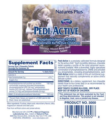 Photo of the Natures Plus Pedi-Active Delicious Mixed Berry Flavor label