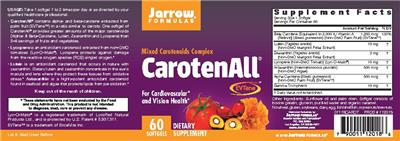 Photo of the Jarrow Formulas CarotenAll label