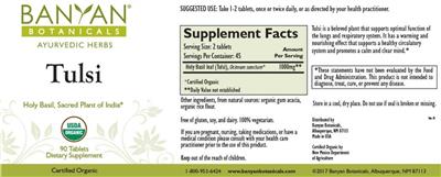 Photo of the Banyan Botanicals Tulsi label