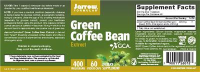 Photo of the Jarrow Formulas Green Coffee Bean Extract 400 mg label
