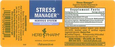 Photo of the Herb Pharm Stress Manager label