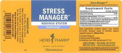 Photo of the Herb Pharm Stress Manager label