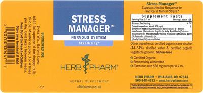 Photo of the Herb Pharm Stress Manager label