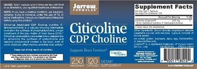 Photo of the Jarrow Formulas Citicoline CDP Choline 250 mg label
