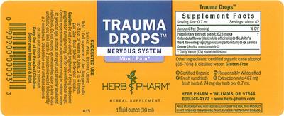 Photo of the Herb Pharm Trauma Drops label