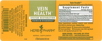 Photo of the Herb Pharm Vein Health label