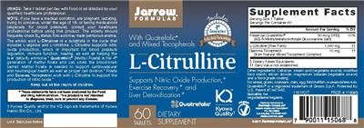 Photo of the Jarrow Formulas L-Citrulline label