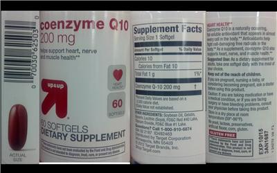 Photo of the up&up Coenzyme Q10 200 mg label