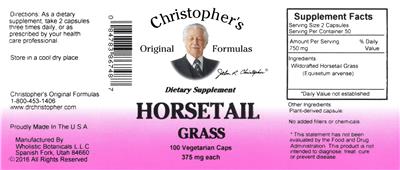 Photo of the Christopher's Original Formulas Horsetail Grass 375 mg label