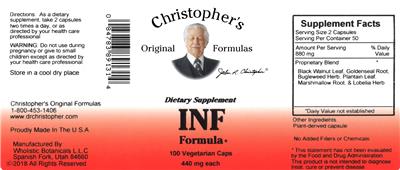 Photo of the Christopher's Original Formulas INF Formula label
