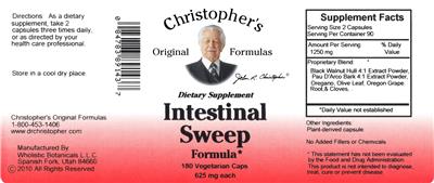 Photo of the Christopher's Original Formulas Intestinal Sweep Formula label